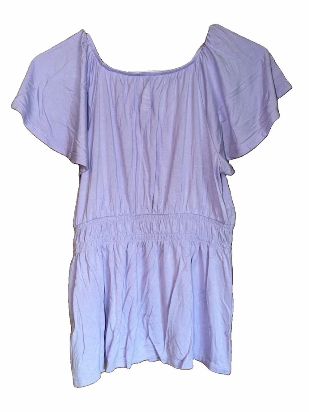 Wonder Nation Girls Purple Romper XL 14-16 Flutter Sleeve Smocked Waist New